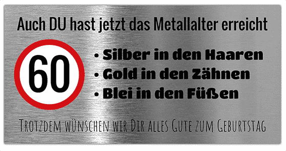 Banner zum 60 Geburtstag "Metallalter" Spaßbanner zum online gestalten