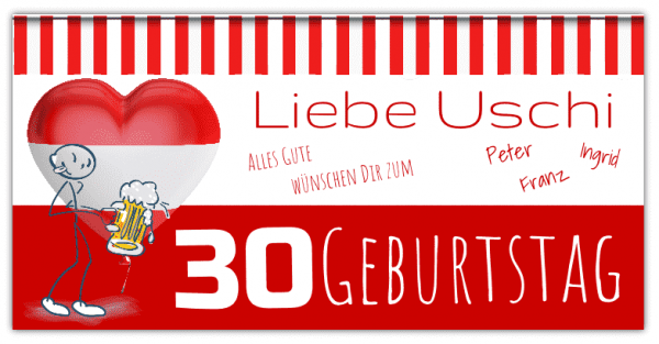Geburtstagsbanner | Österreich | Österreich Edition | Banner zum Geburtstag | 30 Geburtstag